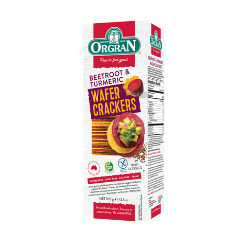 Orgran Gluten Free Crackers Wafer Beet & Turmeric 100g