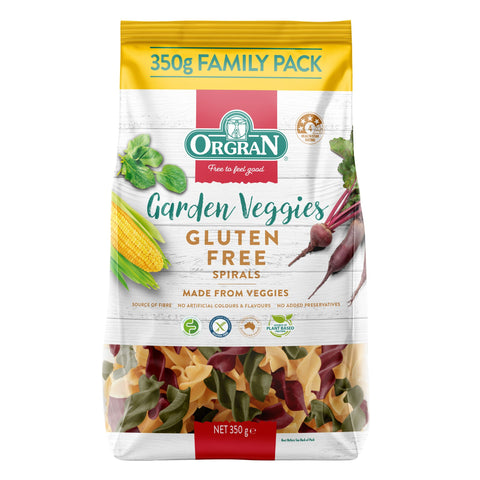 Orgran Gluten Free Pasta Garden Veggies Spirals 350g