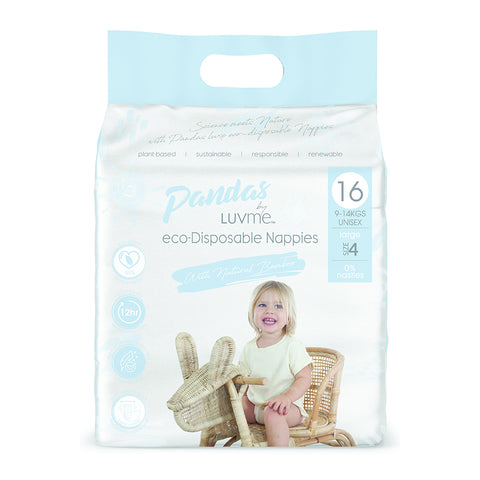 Pandas by Luvme ECO Disposable Nappies Large (9-14kg)16 Pk