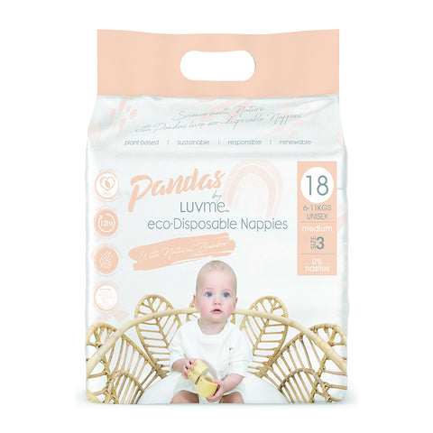 Pandas by Luvme ECO Disposable Nappies Medium (6-11kg) 18 Pk