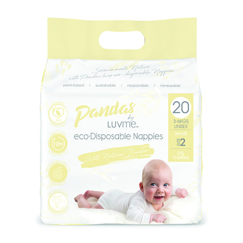 Pandas by Luvme ECO Disposable Nappies Small (3-6kg) 20 Pk