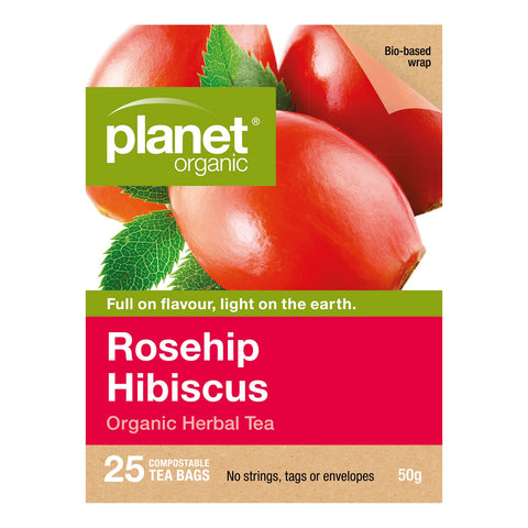 Planet Organic Rosehip Hibiscus Herbal Tea | 25 Tea Bags