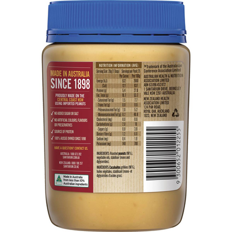 sanitarium peanut butter crunchy no added sugar or salt
