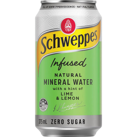 Schweppes Natural Mineral Water Infused Lime & Lemon 375ml X 10 Pack