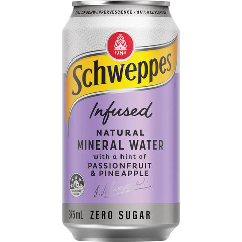 Schweppes Natural Mineral Water Infused Passionfruit & Pineapple 375ml X 10 Pack