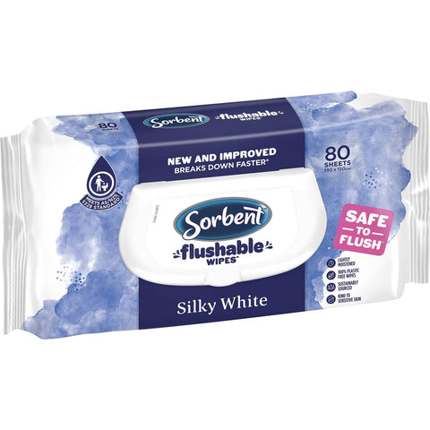 Sorbent Silky White Clean & Fresh Wipes 80 Pack