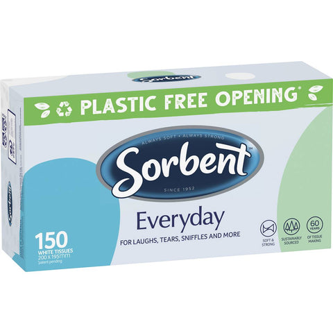 Sorbent Everyday White Facial Tissues 150 Pack