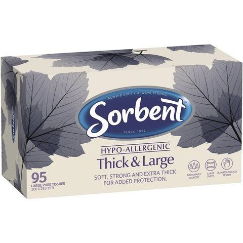 Sorbent Thick & Large Hypoallergenic Facial Tissues 95 Pack