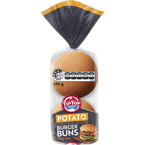 Tip Top Potato Burger Buns 4 Pack 292g