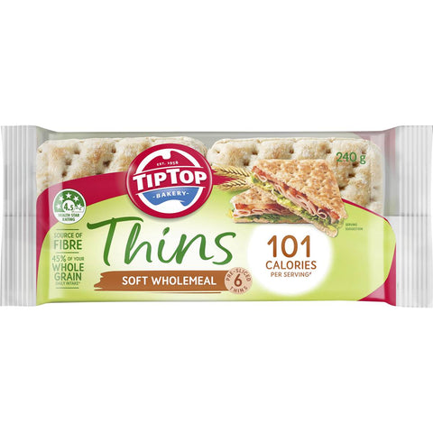 Tip Top Sandwich Thins Wholemeal Bread 6 Pack