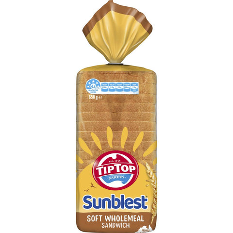 Tip Top Sunblest Soft Wholemeal Sandwich Slice Bread Loaf 650g