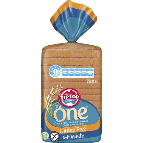 Tip Top The One Gluten Free Soft White Sandwich Slice Bread Loaf 550g