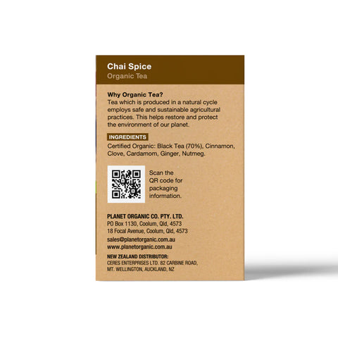 Planet Organic Chai Spice Herbal Tea | 25 Tea Bags