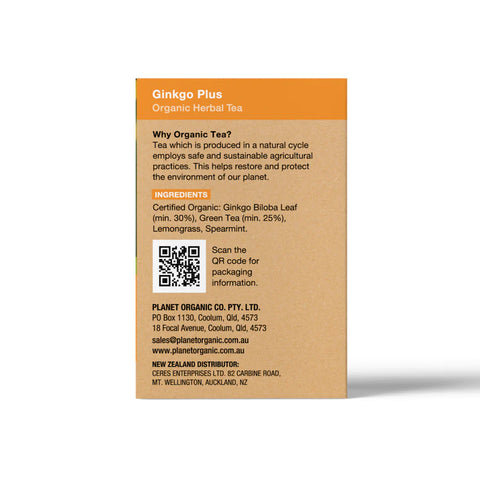 Planet Organic Ginkgo Plus Herbal Tea | 25 Tea Bags