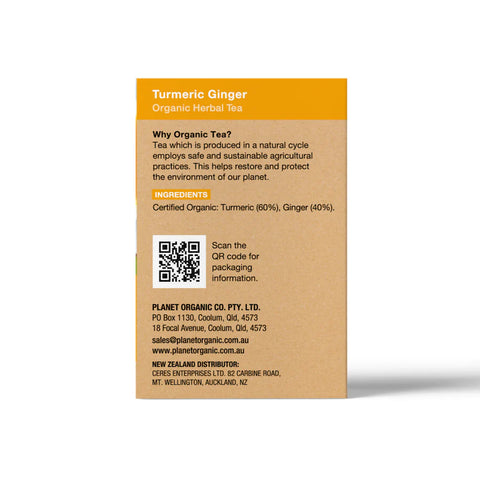 Planet Organic Turmeric Ginger Herbal Tea | 25 Tea Bags