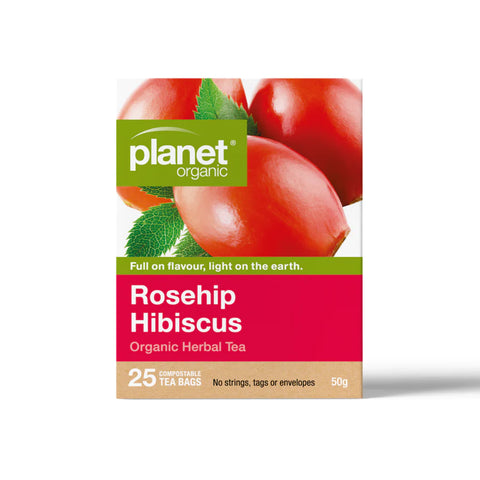 Planet Organic Rosehip Hibiscus Herbal Tea | 25 Tea Bags