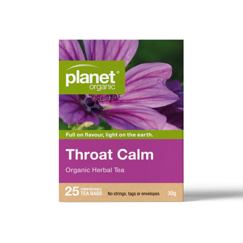 Planet Organic Throat Calm Herbal Tea | 25 Tea Bags