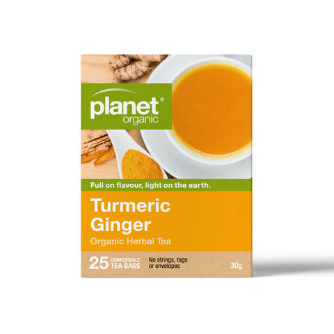 Planet Organic Turmeric Ginger Herbal Tea | 25 Tea Bags