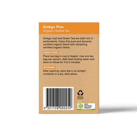 Planet Organic Ginkgo Plus Herbal Tea | 25 Tea Bags