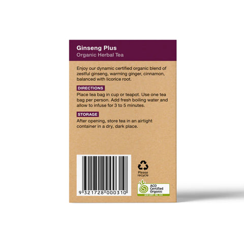 Planet Organic Ginseng Plus Herbal Tea | 25 Tea Bags