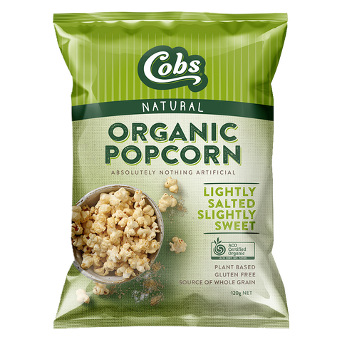 Cobs Organic Popcorn Lightly Salted Slightly Sweet 120g