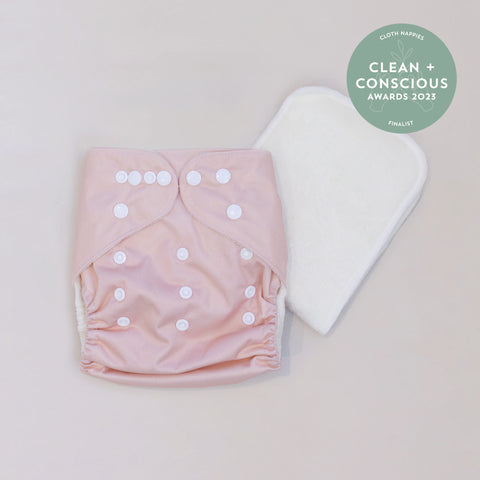 Pandas by Luvme Bamboo Cloth Nappy & Insert | DARK BLUSH 1 Pk