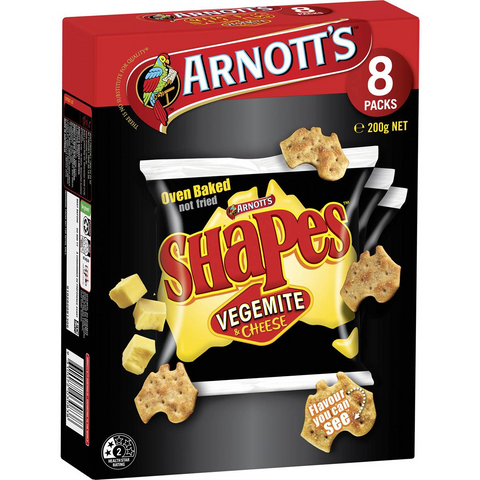 Arnott's Shapes Multipack Crackers Vegemite & Cheese 8 Pack