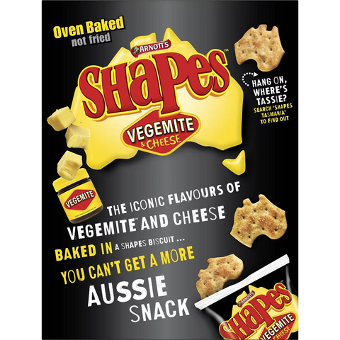 Arnott's Shapes Multipack Crackers Vegemite & Cheese 8 Pack