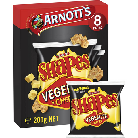 Arnott's Shapes Multipack Crackers Vegemite & Cheese 8 Pack