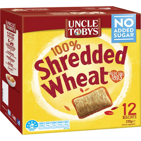 Uncle Tobys Shredded Wheat Breakfast Cereal 270g