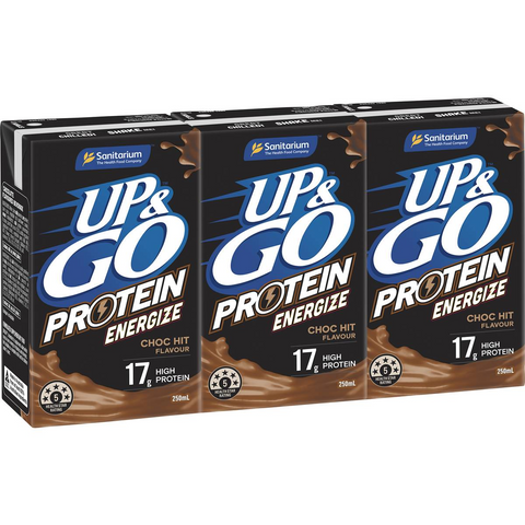 Sanitarium Up&go Protein Energize Choc 250ml X3 Pack