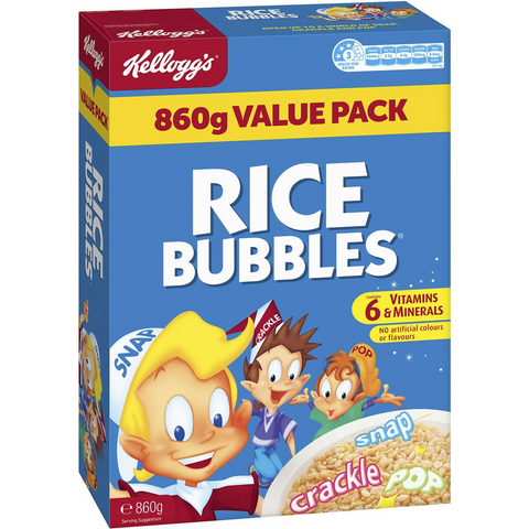 Kellogg's Rice Bubbles Puffed Rice Breakfast Cereal 860g