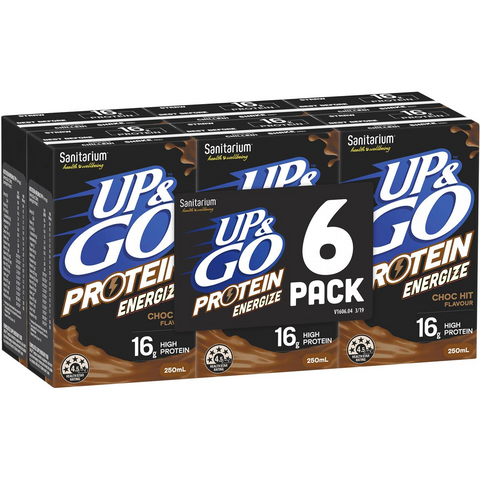 Sanitarium Up&go Protein Energize Choc 250ml X6 Pack