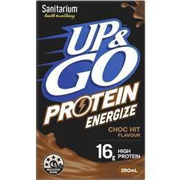 Sanitarium Up&go Protein Energize Choc 250ml X6 Pack