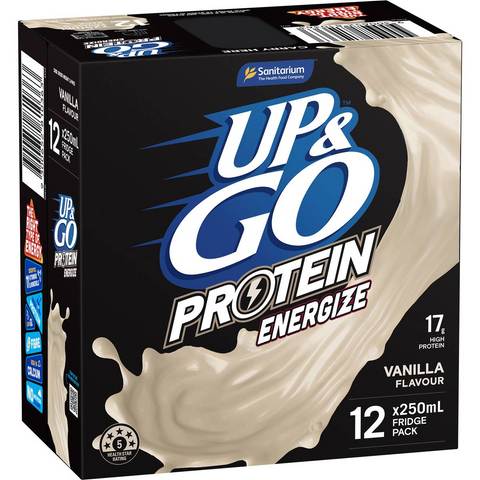 Sanitarium Up&go Protein Energize Vanilla 250ml X12 Pack