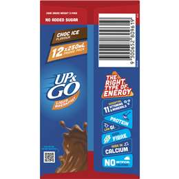 Sanitarium Up&go Liquid Breakfast No Added Sugar Choc Ice 250ml X12 Pack