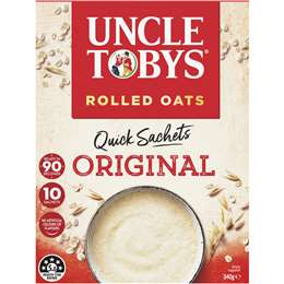 Uncle Tobys Oats Quick Sachets Original Porridge 340g