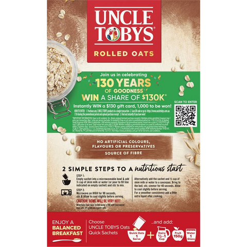 Uncle Tobys Oats Quick Sachets Brown Sugar & Cinnamon Porridge 350g