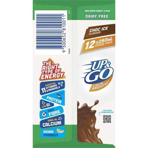 Sanitarium Up&go Dairy Free Liquid Breakfast Choc Ice 12 Pack