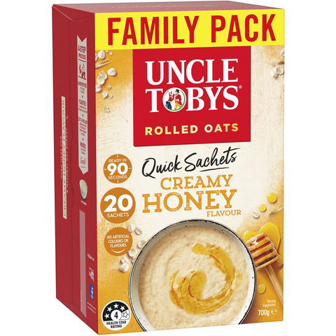 Uncle Tobys Oats Quick Sachets Family Pack Creamy Honey Porridge 700g