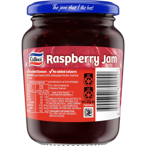 Cottee's Raspberry Jam 375g