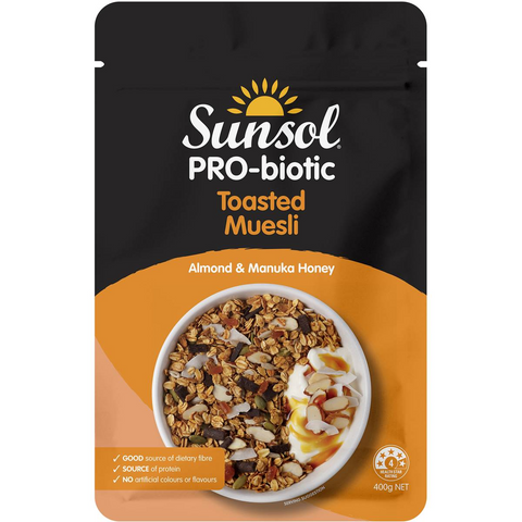 Sunsol Pro-biotic Almond & Manuka Honey Toasted Muesli 400g