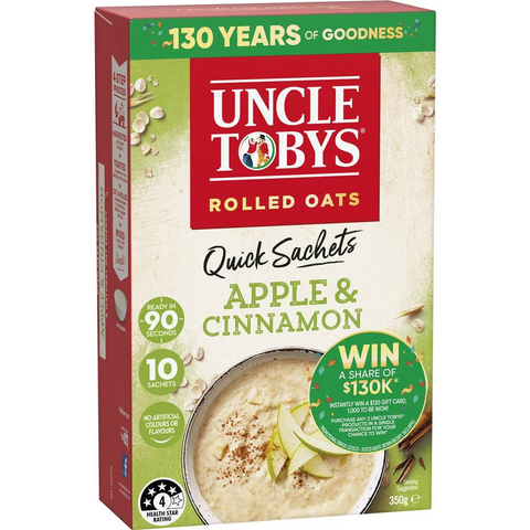 Uncle Tobys Oats Quick Sachets Apple & Cinnamon Porridge 350g