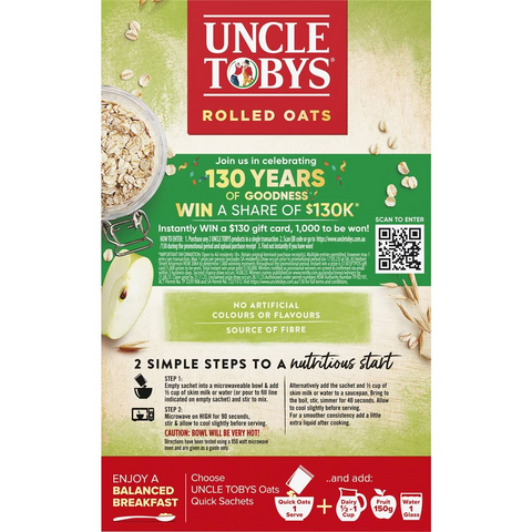 Uncle Tobys Oats Quick Sachets Apple & Cinnamon Porridge 350g