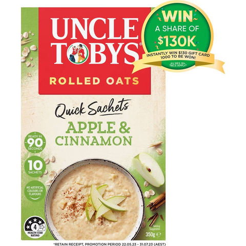 Uncle Tobys Oats Quick Sachets Apple & Cinnamon Porridge 350g