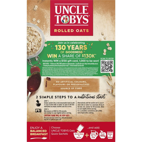 Uncle Tobys Oats Quick Sachets Classic Variety Porridge 350g