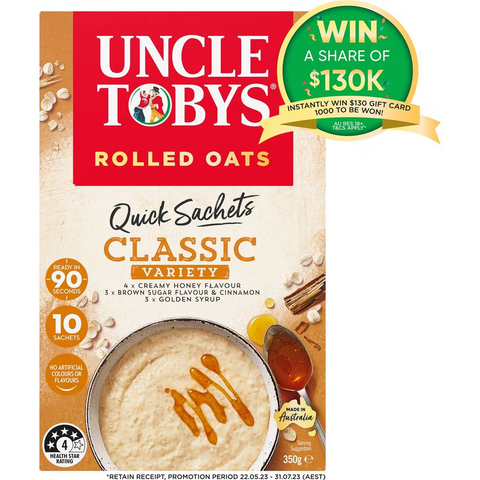 Uncle Tobys Oats Quick Sachets Classic Variety Porridge 350g