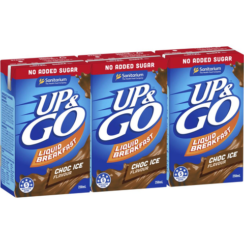 Sanitarium Up&go Liquid Breakfast No Added Sugar Choc Ice 3x250ml