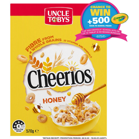 Uncle Tobys Cheerios Honey Breakfast Cereal 570g