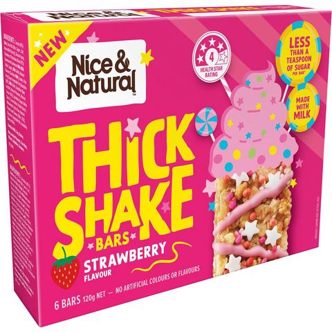 Nice & Natural Thick Shake Bars Strawberry Flavour 6 Pack